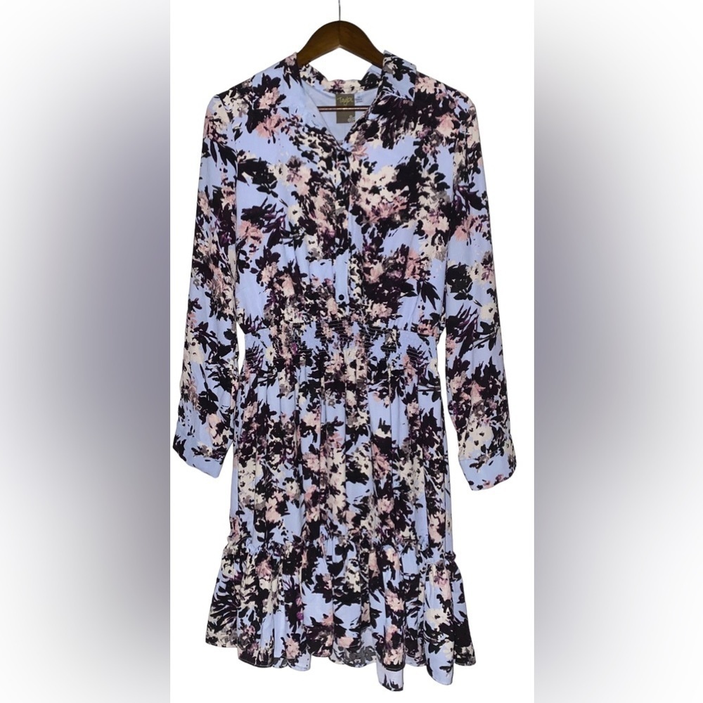 NEW Taylor Floral Chiffon Tiered Shirtdress Prairie Academia Preppy Women 12